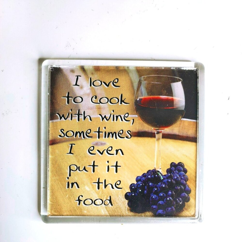 I Love to Cook With Wine Funny Fridge Magnet Souvenir